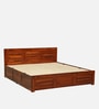 Gartz Sheesham Wood King Size Bed In Honey Oak Finish With Box Storage