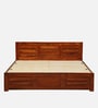 Gartz Sheesham Wood Queen Size Bed In Honey Oak Finish With Box Storage