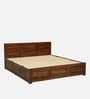 Gartz Sheesham Wood Queen Size Bed In Provincial Teak Finish With Box Storage