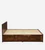 Gartz Sheesham Wood Queen Size Bed In Provincial Teak Finish With Box Storage