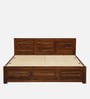Gartz Sheesham Wood Queen Size Bed In Provincial Teak Finish With Box Storage