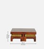 Cohen Solid Wood Nesting Coffee Table Set in Honey Oak Finish With Cushioned Stools