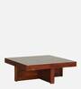 Cohen Solid Wood Nesting Coffee Table Set in Honey Oak Finish With Cushioned Stools