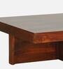 Cohen Solid Wood Nesting Coffee Table Set in Honey Oak Finish With Cushioned Stools