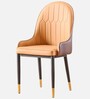 Gatiman Leatherette Dining Chair In Tan & Orange Colour