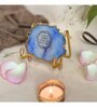 Gayatri Mantra Metal Holder with Blue Agate
