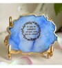 Gayatri Mantra Metal Holder with Blue Agate