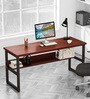 Gayle (Large) Metal Writing Table in Mahogony Colour