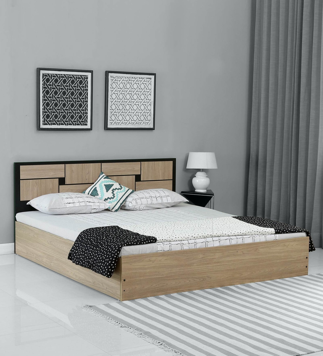 Buy Gems Queen Size Bed With Storage In Teak Finish By Auspicious Home Online Modern Queen Size Beds Beds Furniture Pepperfry Product