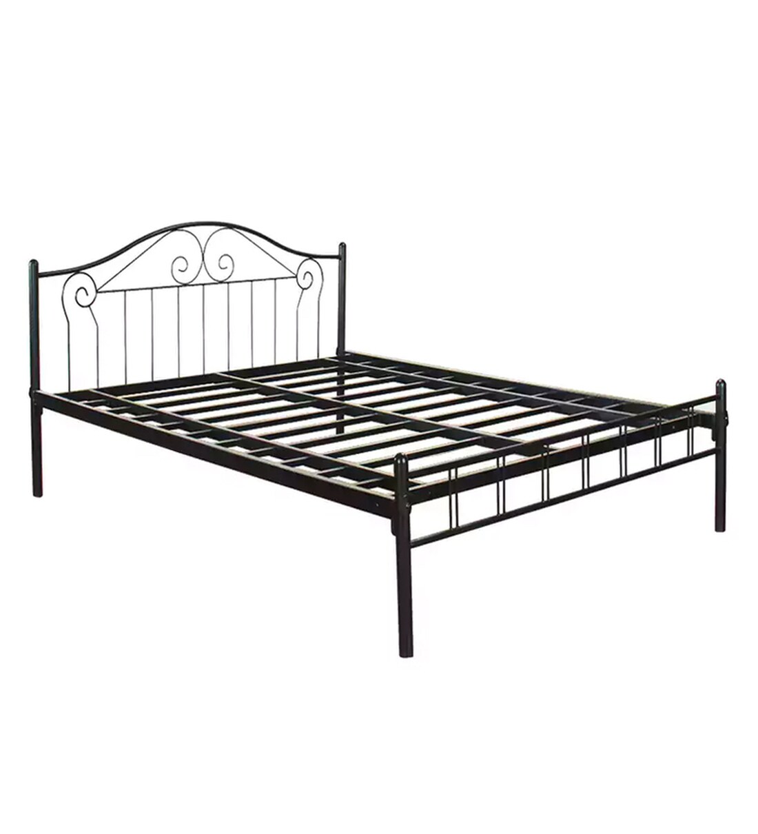 Buy Metallika Geneva Queen Size Bed in Black Finish by FurnitureKraft Online Traditional Queen