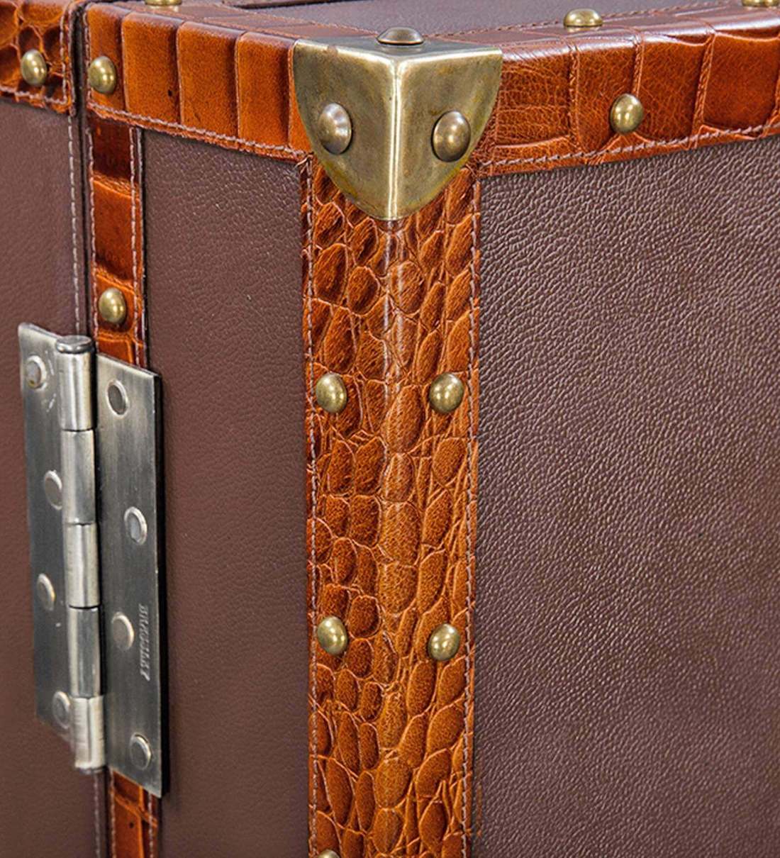 Buy Heritage Trunk Bar on Wheels in Brown Leather by Studio