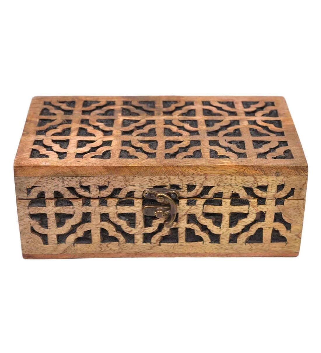 Buy Geometric Brown & Black Acacia Wood Storage Box by the 7th Dekor