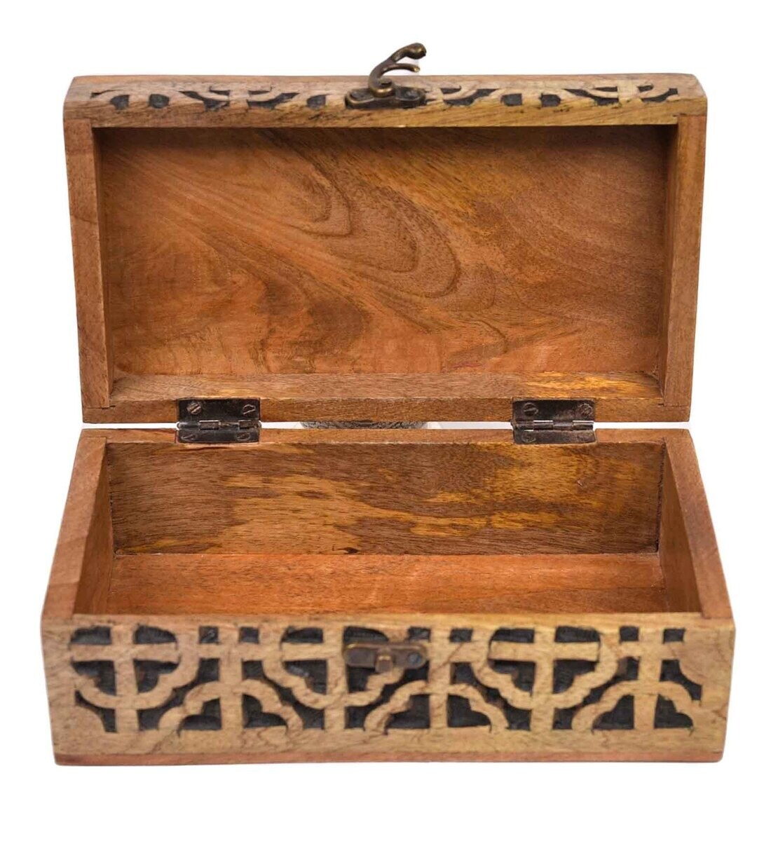 Buy Geometric Brown & Black Acacia Wood Storage Box by the 7th Dekor