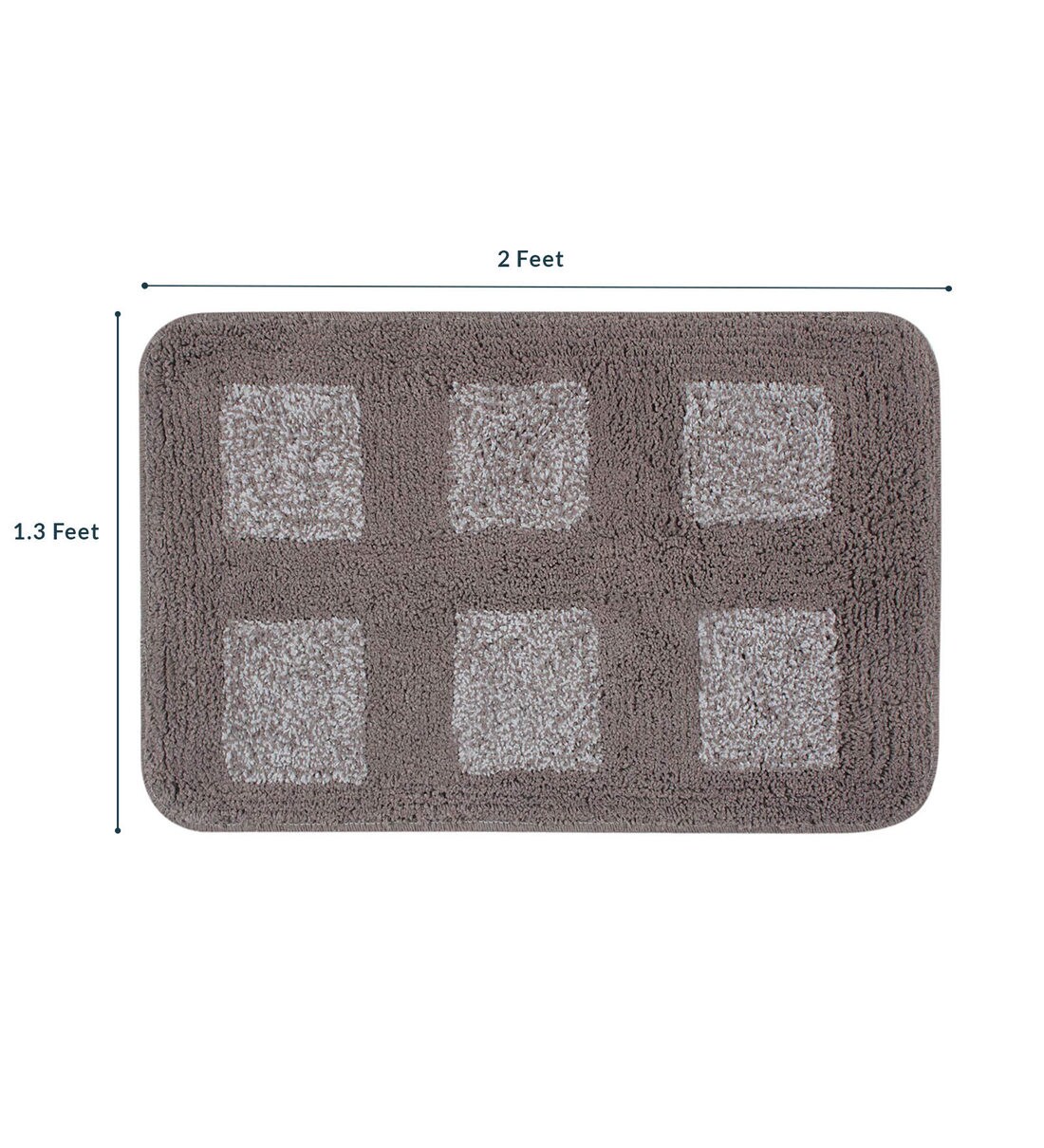 Buy Grey Geometric Cotton 24x16 Inches AntiSkid Bath Mat by Saral Home