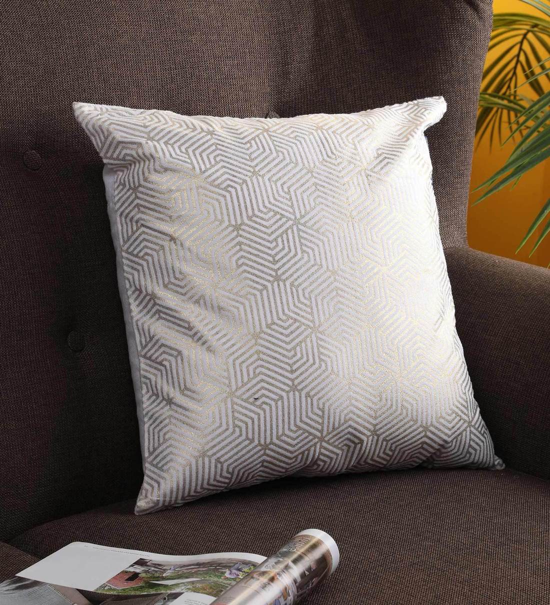 Buy Velvet Geometric Pattern 16x16 Inch Cushion Cover by Ambbi Collections at 66 OFF by Ambbi