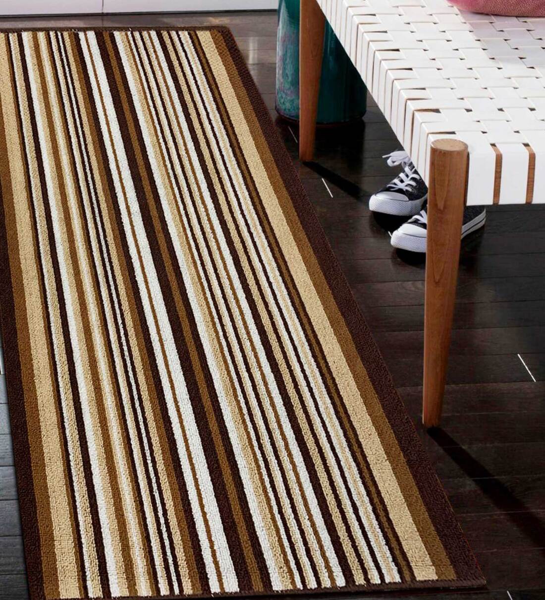 Buy Geometrical Pattern Polyester 5 X 2 Feet Machine Made Bedside