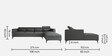 Gemini Fabric LHS 5 Seater Sectional Sofa with Adjustable Headrest in Dark Grey Colour