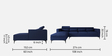 Gemini Fabric RHS 5 Seater Sectional Sofa with Adjustable Headrest in Blue Colour