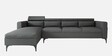 Gemini Fabric RHS 5 Seater Sectional Sofa With Adjustable Headrest In Dark Grey Colour