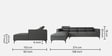 Gemini Fabric RHS 5 Seater Sectional Sofa With Adjustable Headrest In Dark Grey Colour