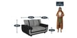 Georgia Fabric 2 Seater Sofa in Black & Grey Colour