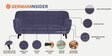 German Fabric 3 Seater Sofa In Maba Grey Colour
