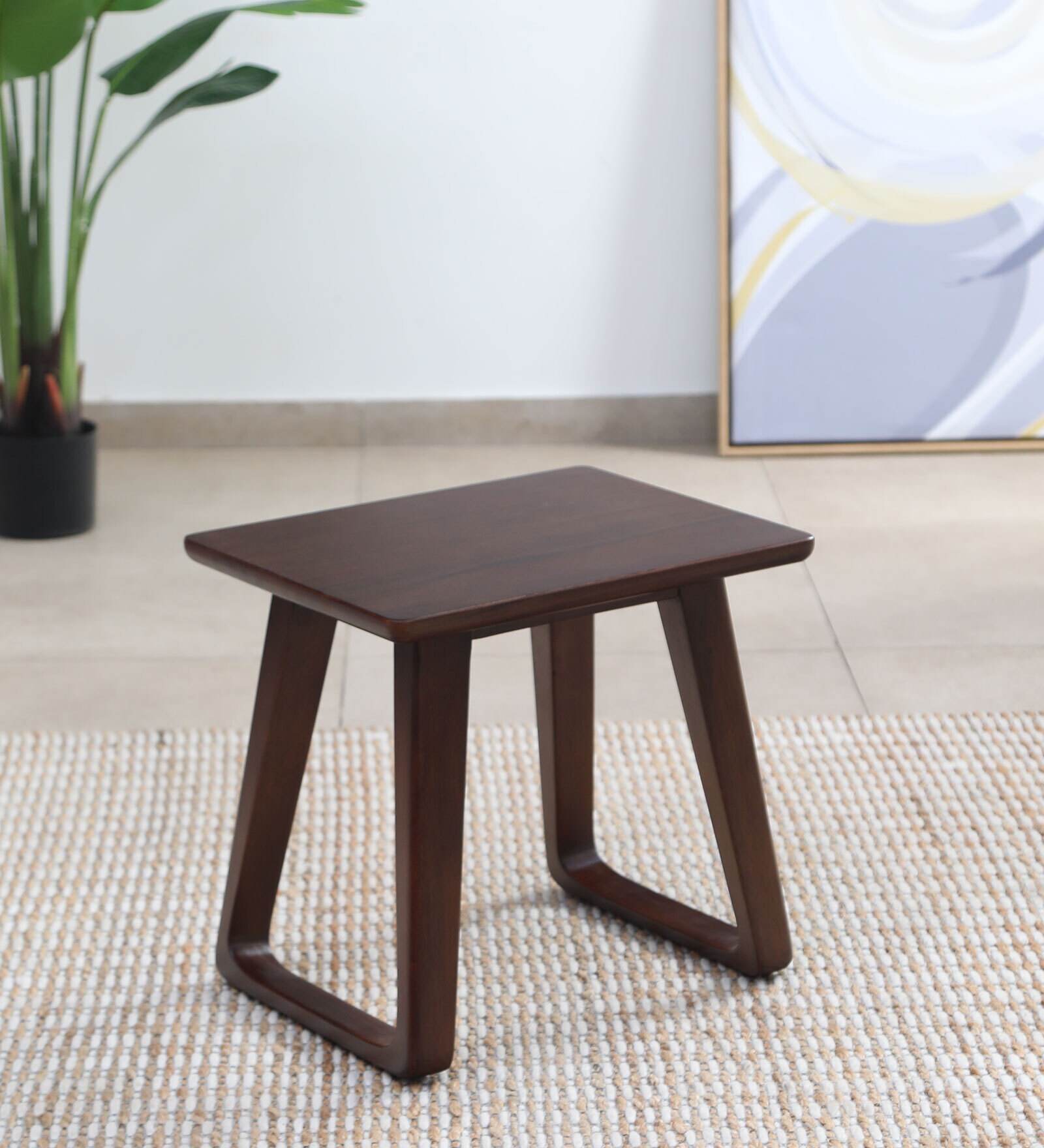 Geelong Solid Wood Seating Stool in Walnut Finish