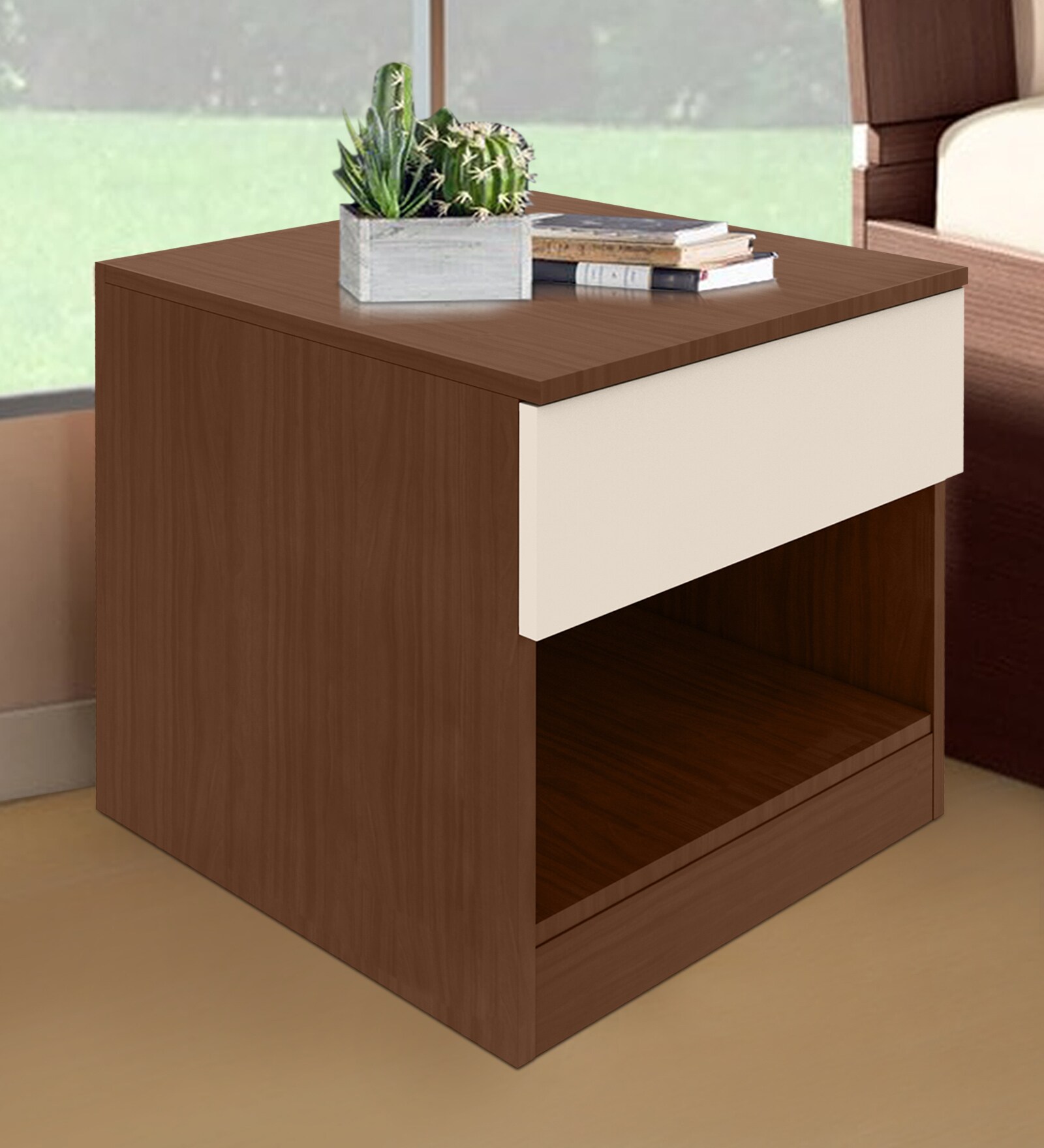 Genesys Premium Bedside Table in Dark Walnut Colour