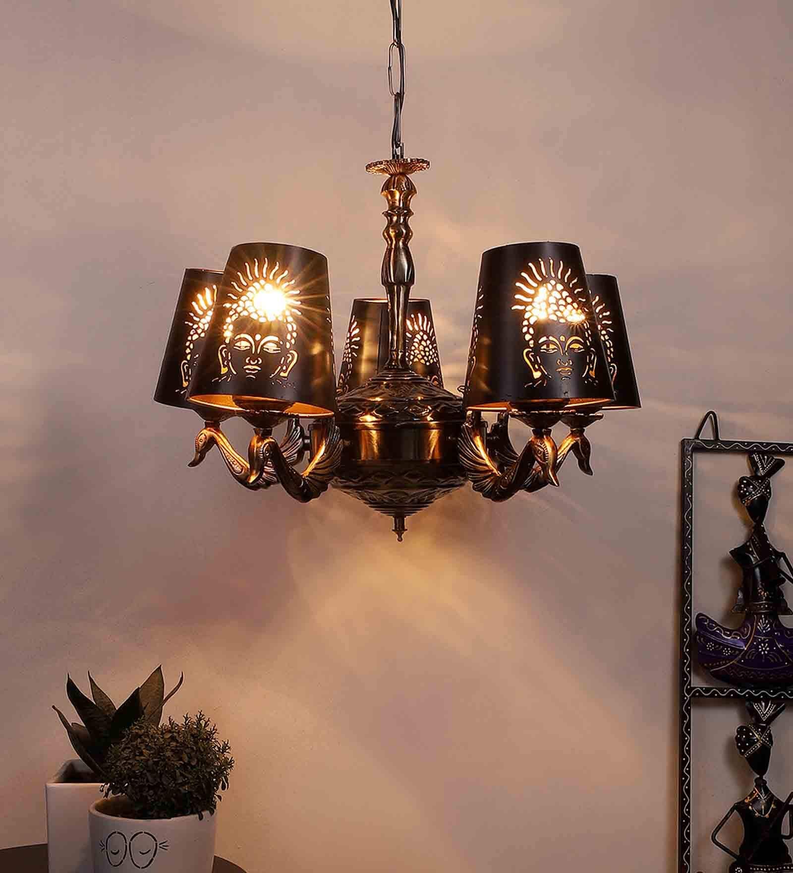 Genevieve Black Iron 5 Lights Chandelier