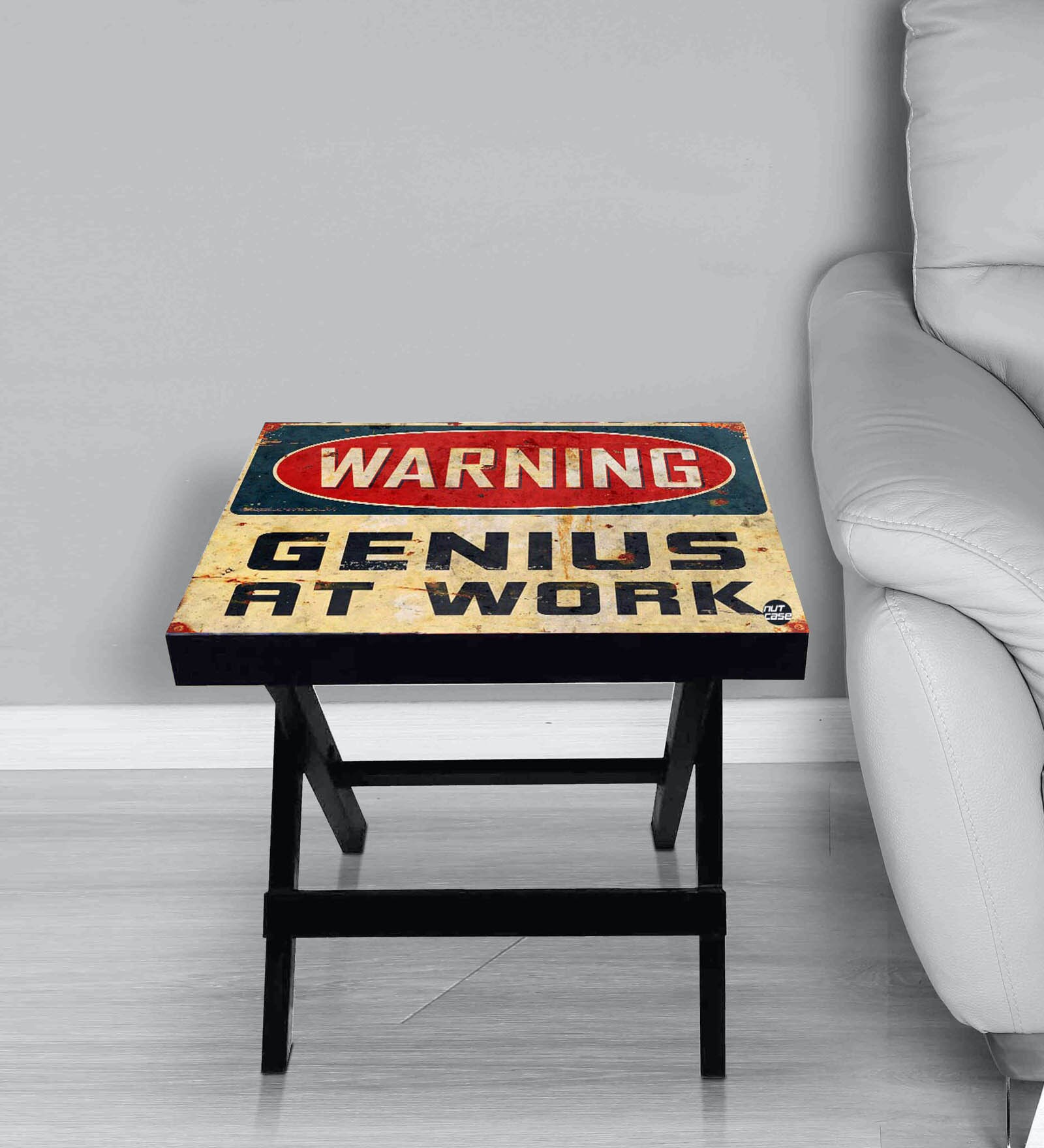 Genius Folding End Table in Black Colour