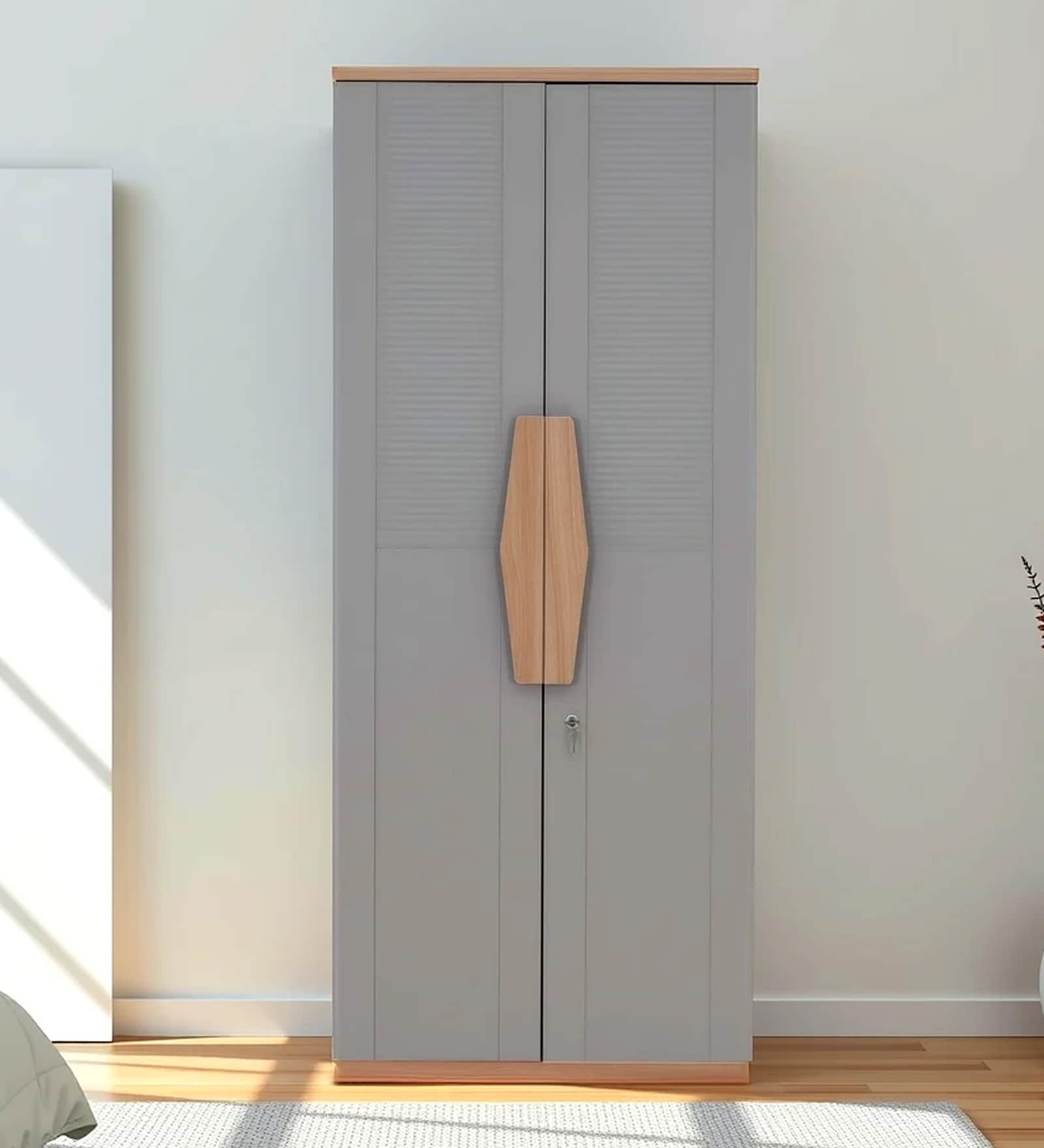 Genting 2 Door Wardrobe In Grey & Brown Finish