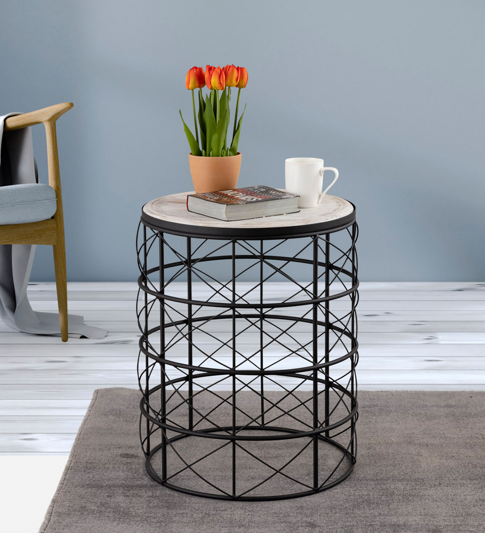 Geo Metal End Table In Black Colour Geo Metal End Table In Black Colour