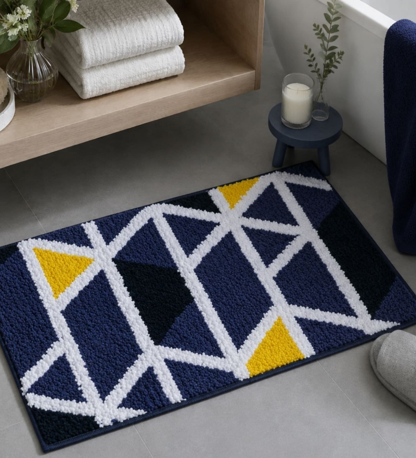 Blue Modern Geometric Non-Slip Bath Mat (40x60 CM)