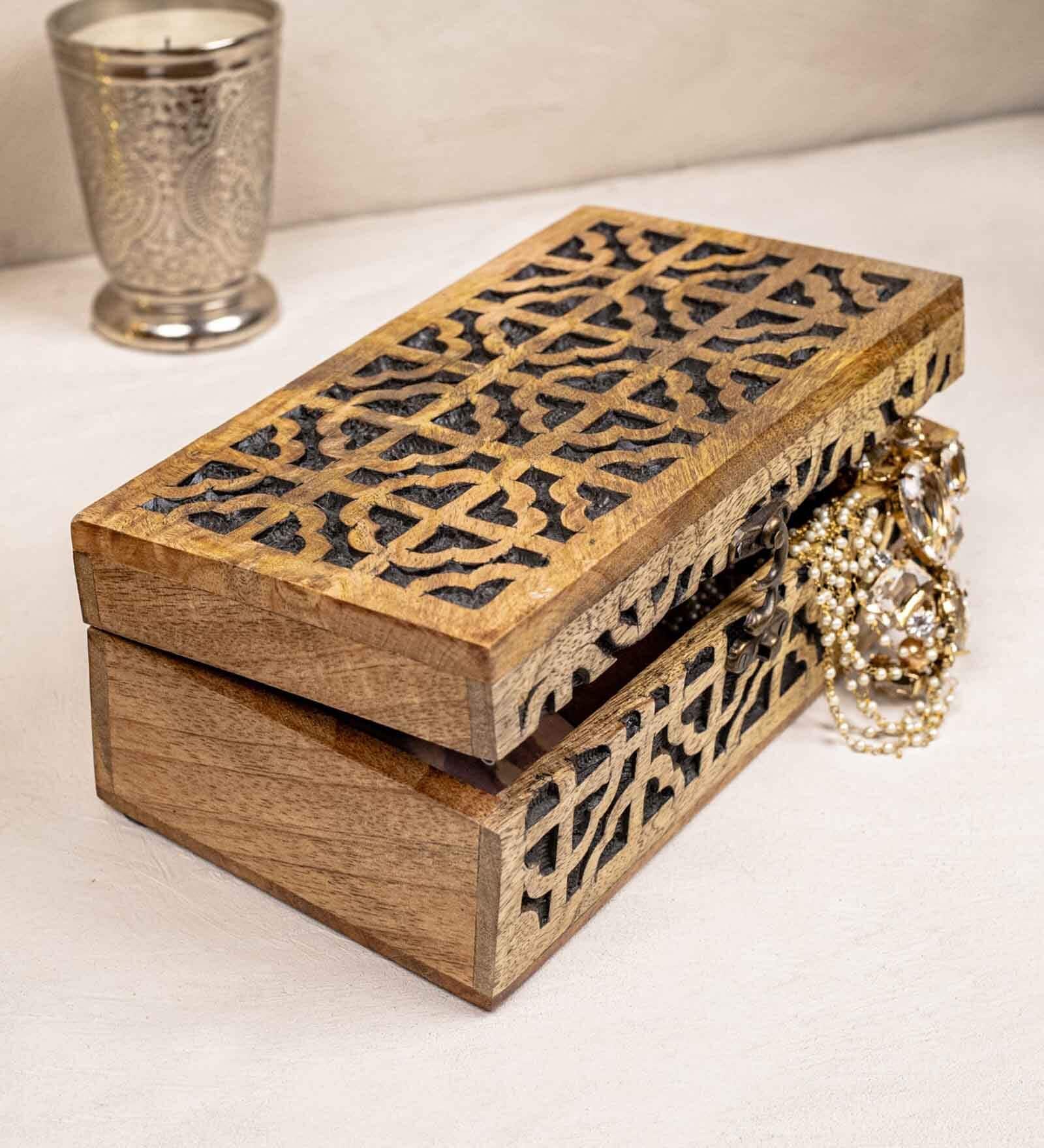 Brown Wooden & Brass Geometric  Jewellery Organisers