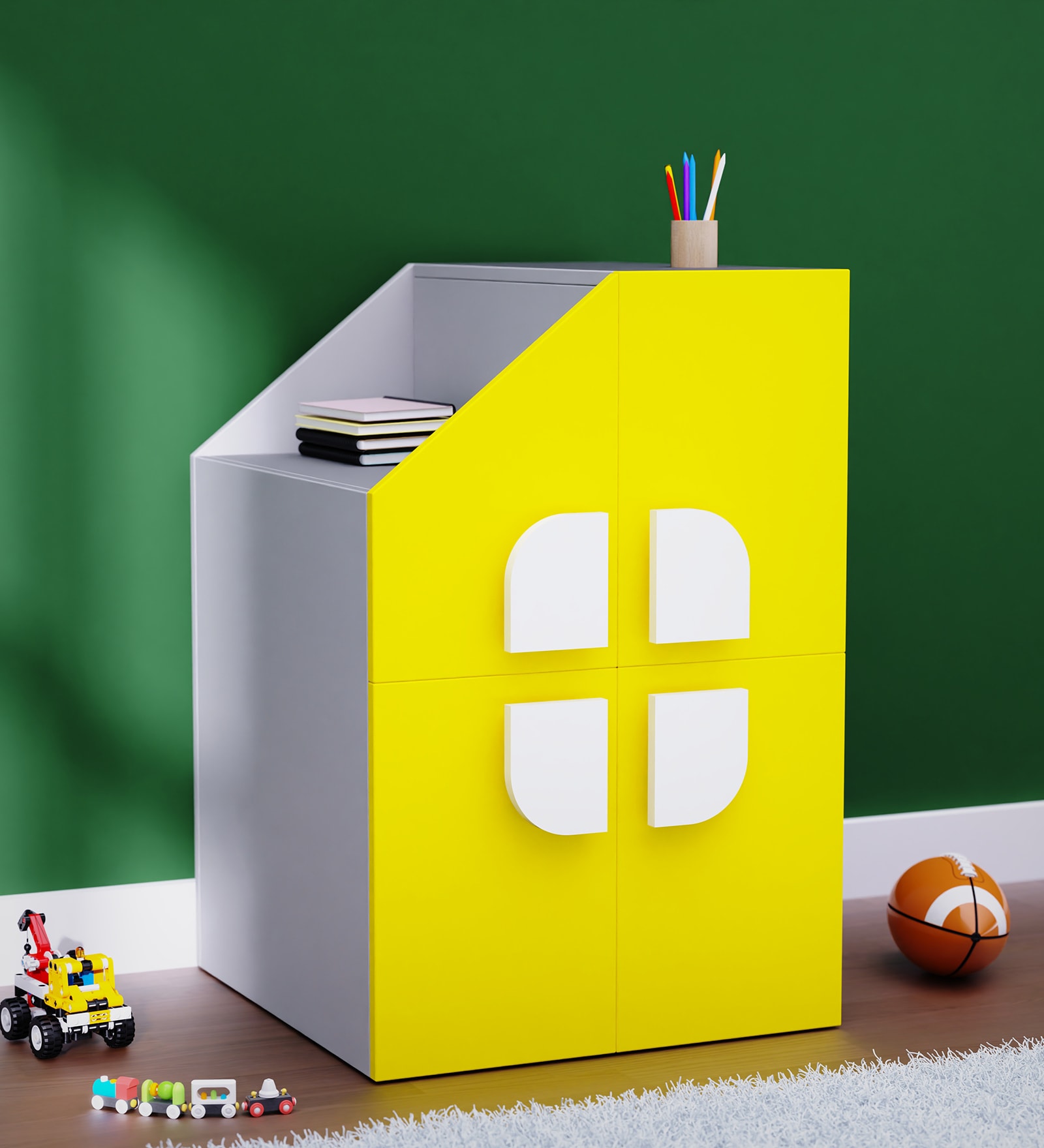 Geometric Kids Storage Cabinet in Grey Colour