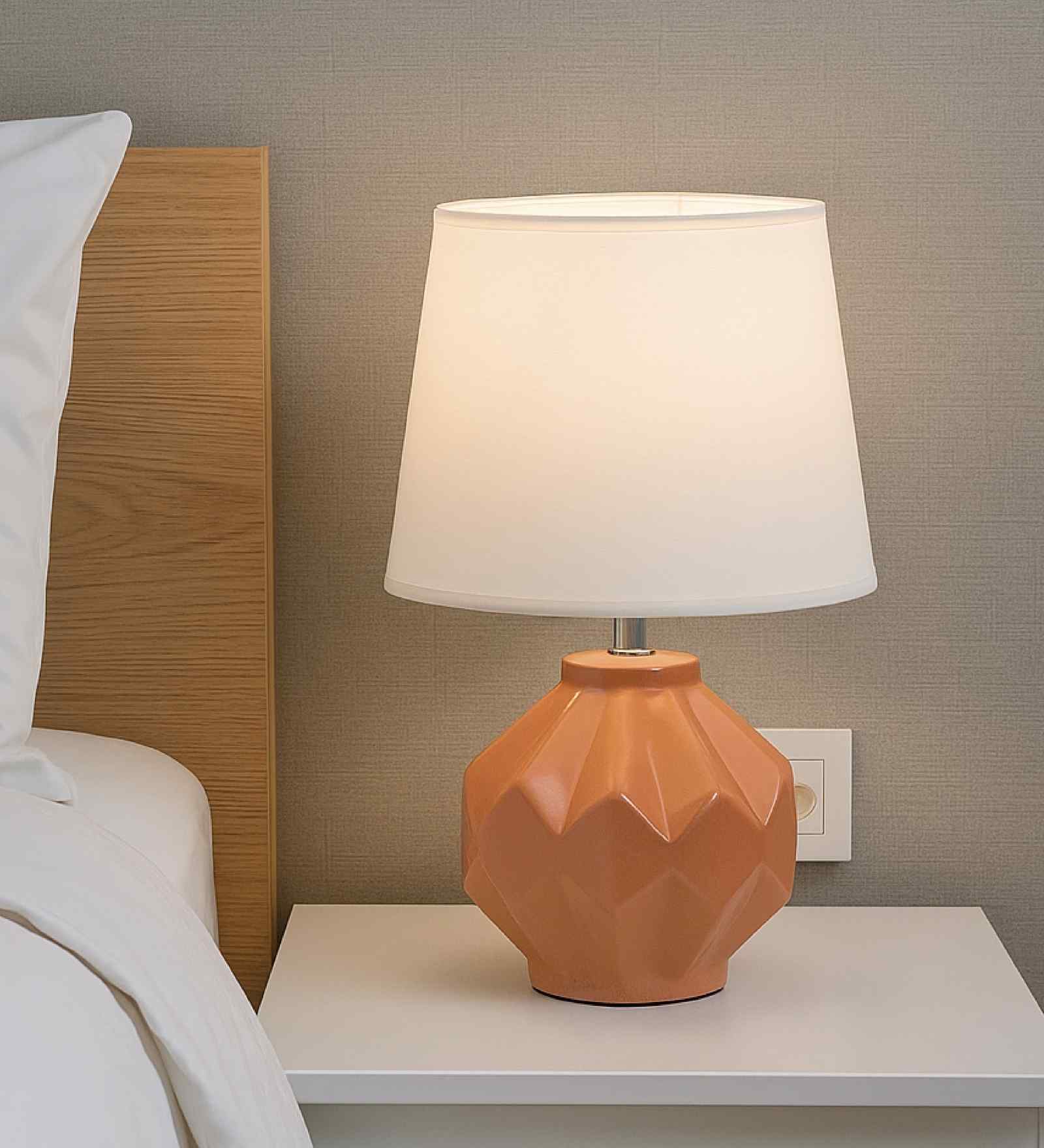 Geometric Ceramic Table Lamp-Mocha
