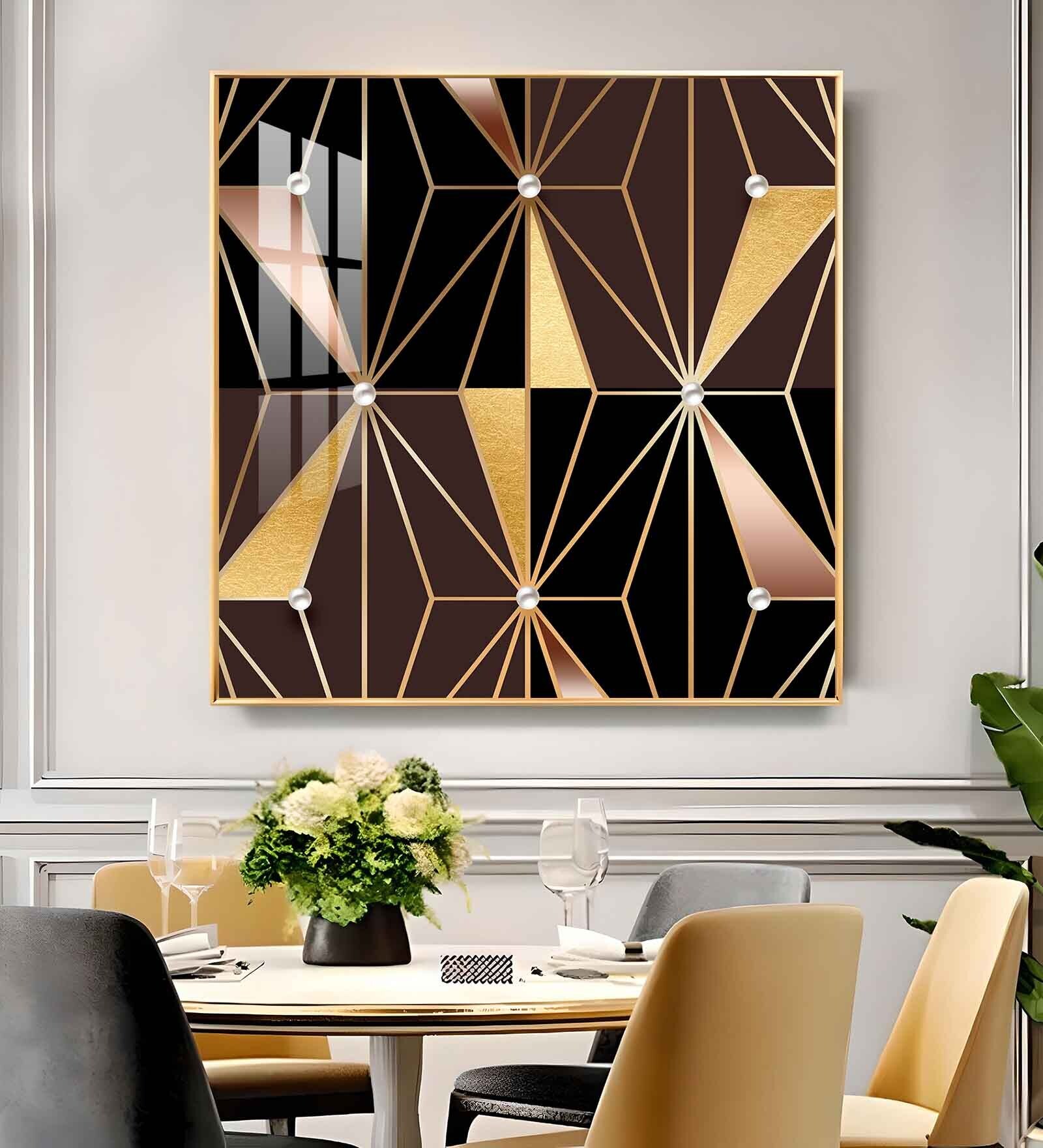 Geometric Glamour Glass Finish Square Wall Art