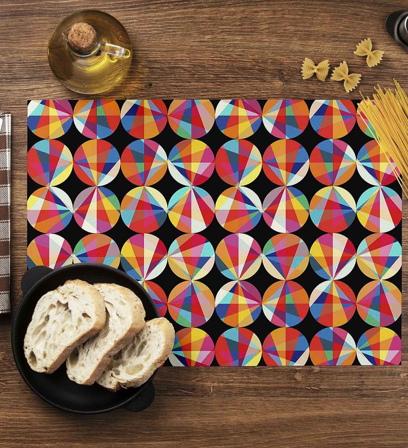 Geometric Ornament   Multicolor (18 x 12) Velvet (Set of 6) Table Placemat