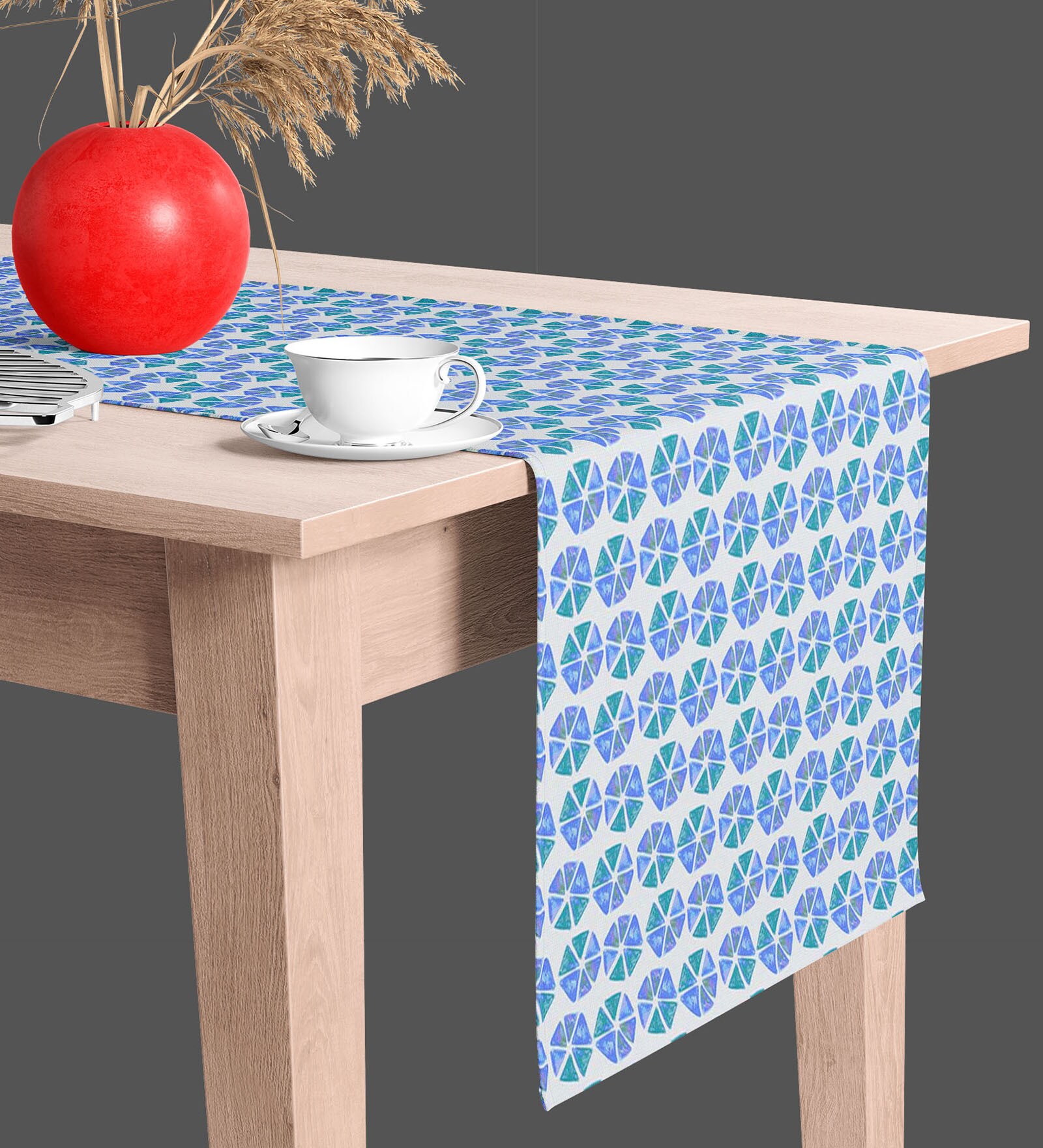 Geometric Pattern   Multicolor (72 x 16) Velvet Table Runner