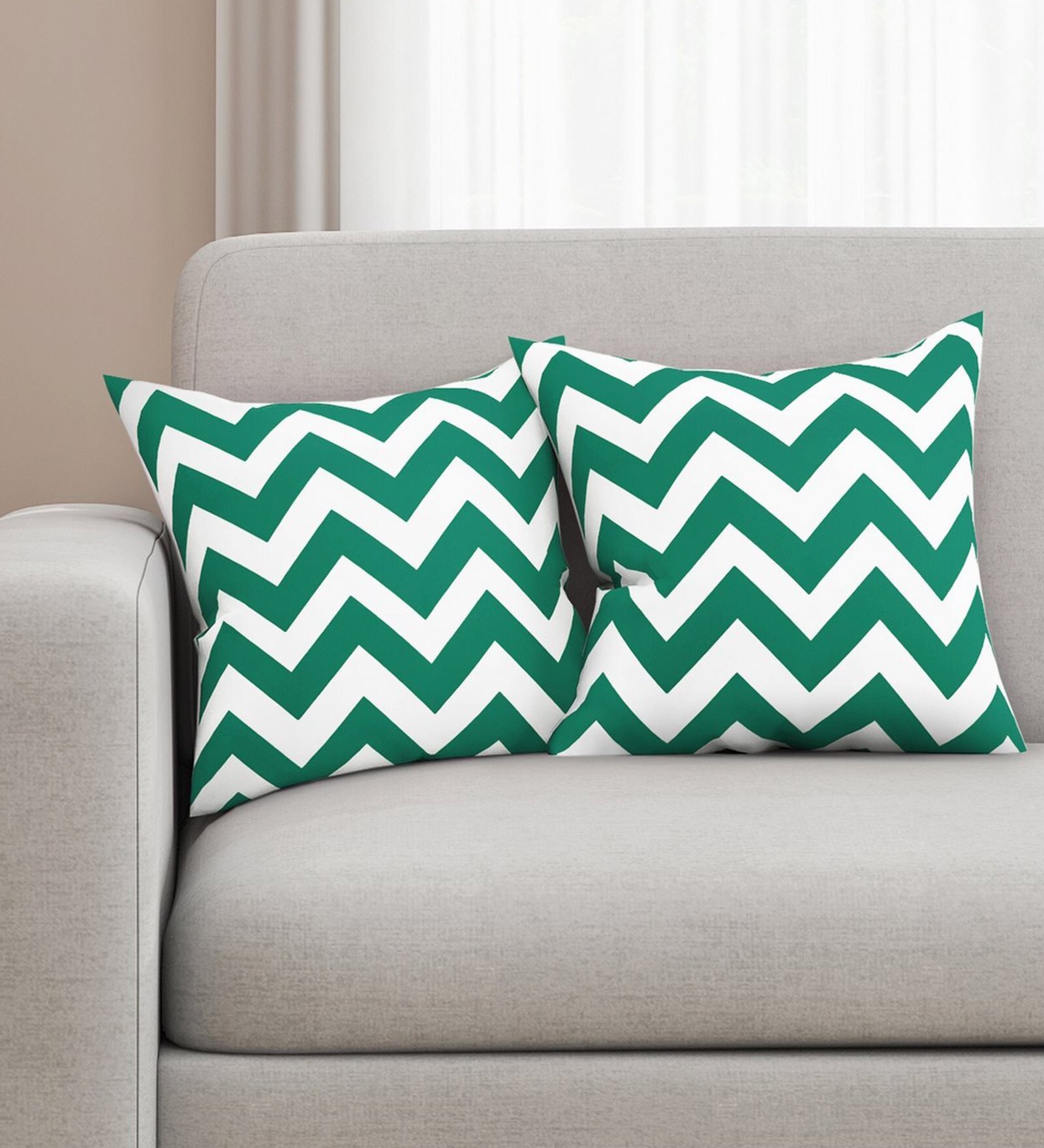Green - Sambalpuri Ikat Cotton Cushion Cover (16 x 16 in)