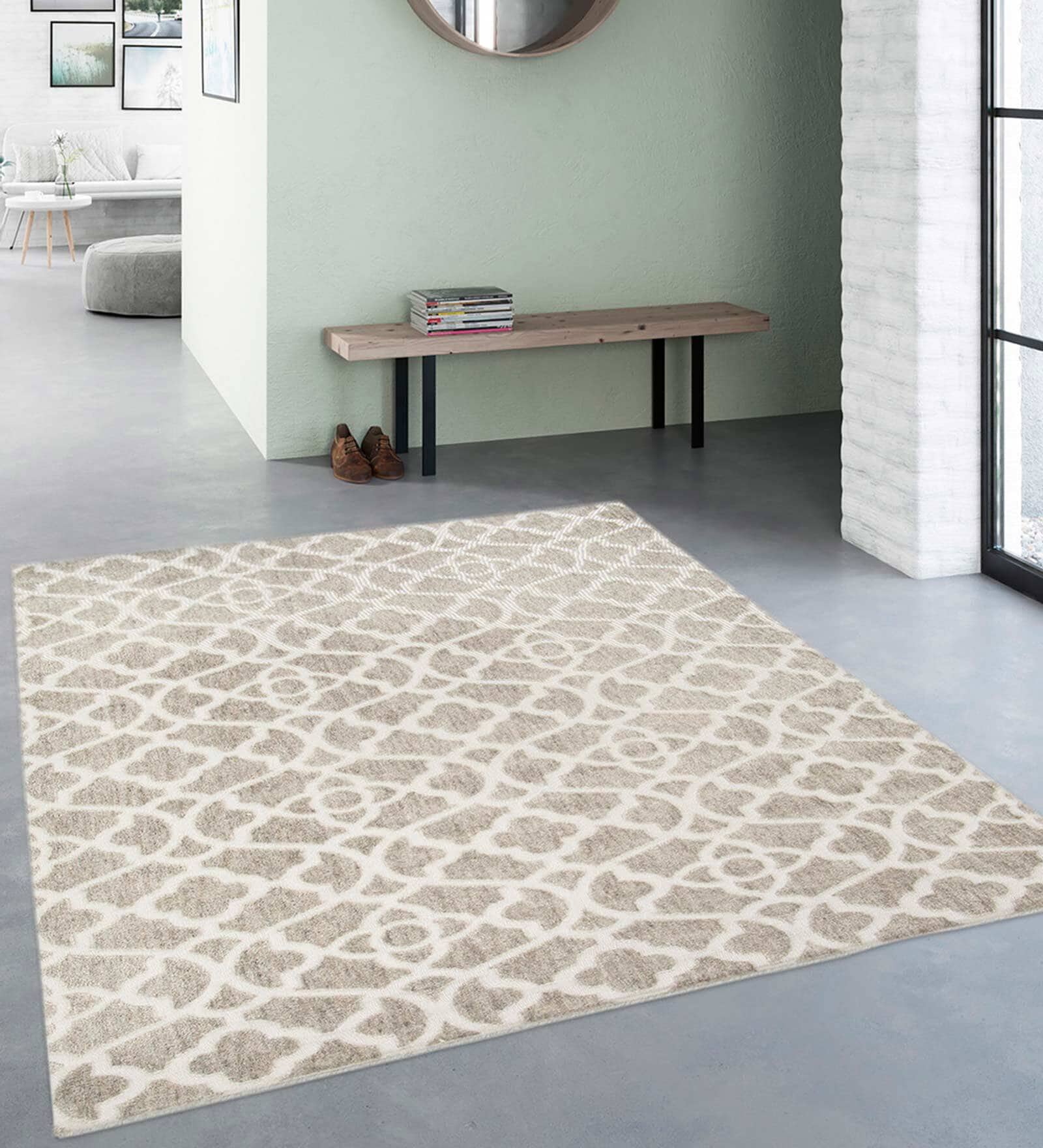 Geometric Pattern Polypropylene 5 x 2 Feet Machine Made Runners