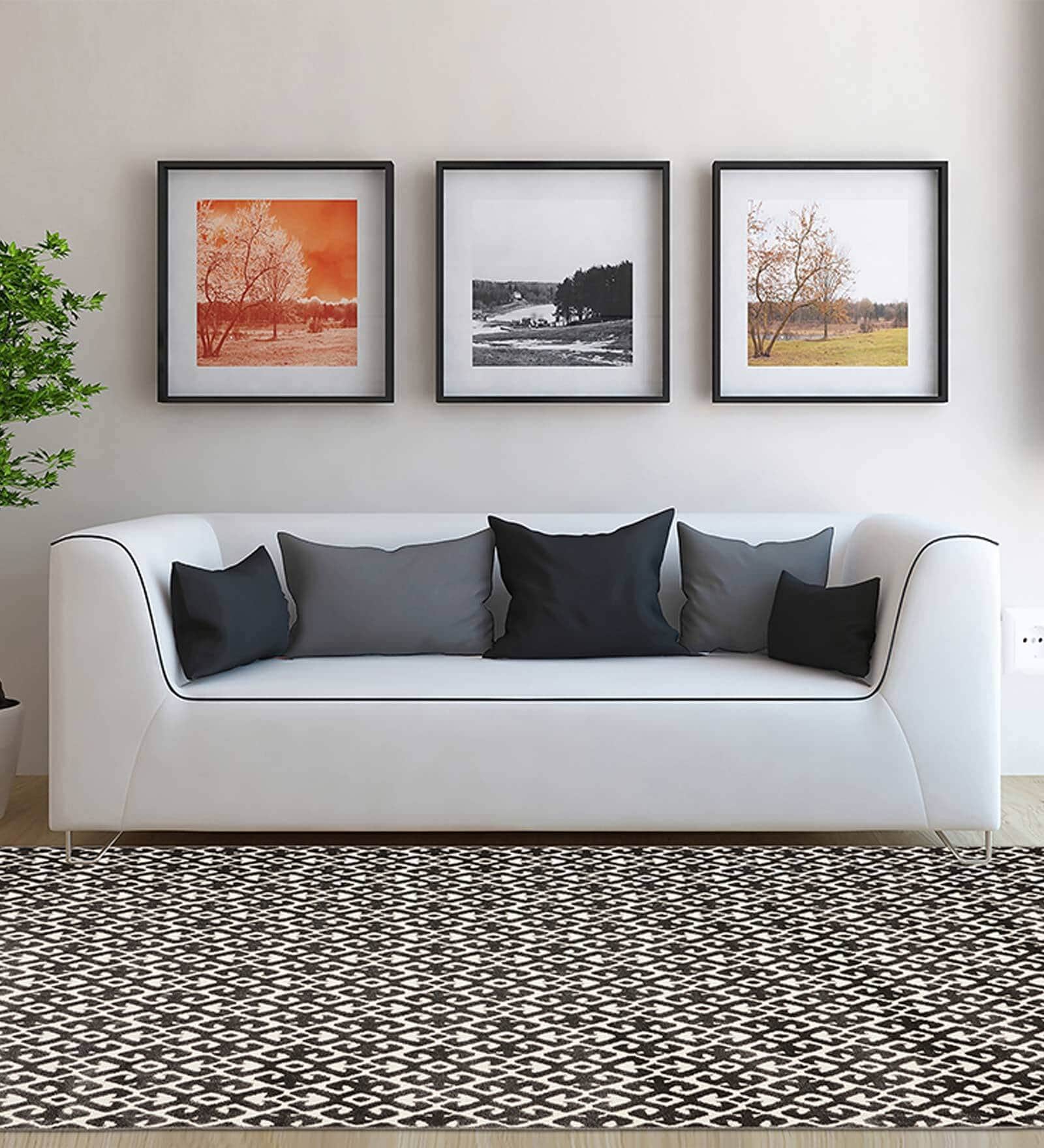 Geometric Pattern Polypropylene 5 x 2 Feet Machine Made Runners