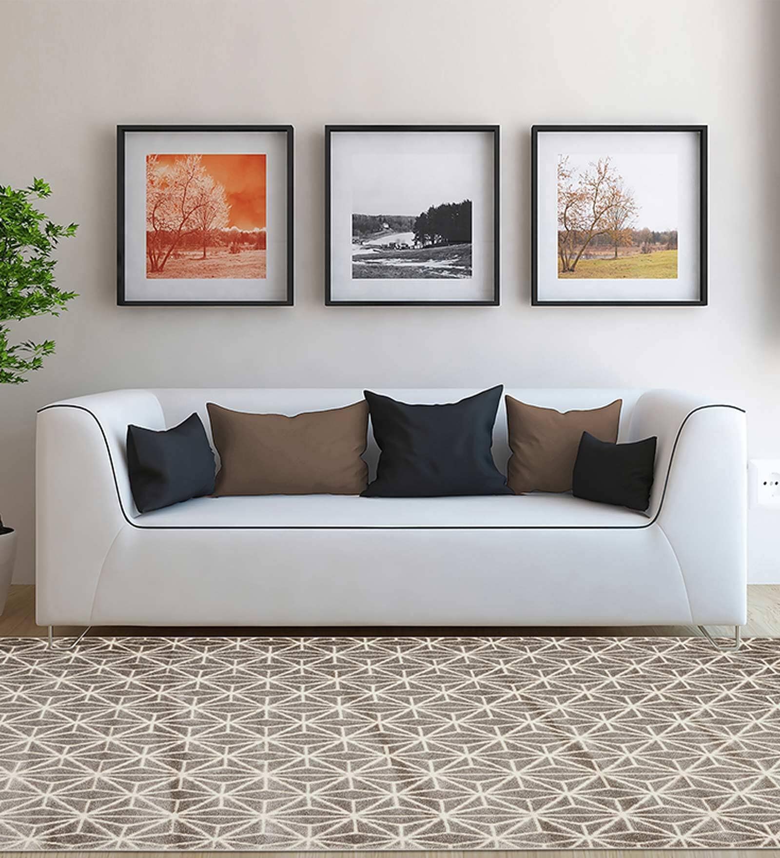 Geometric Pattern Polypropylene 5 x 2 Feet Machine Made Runners
