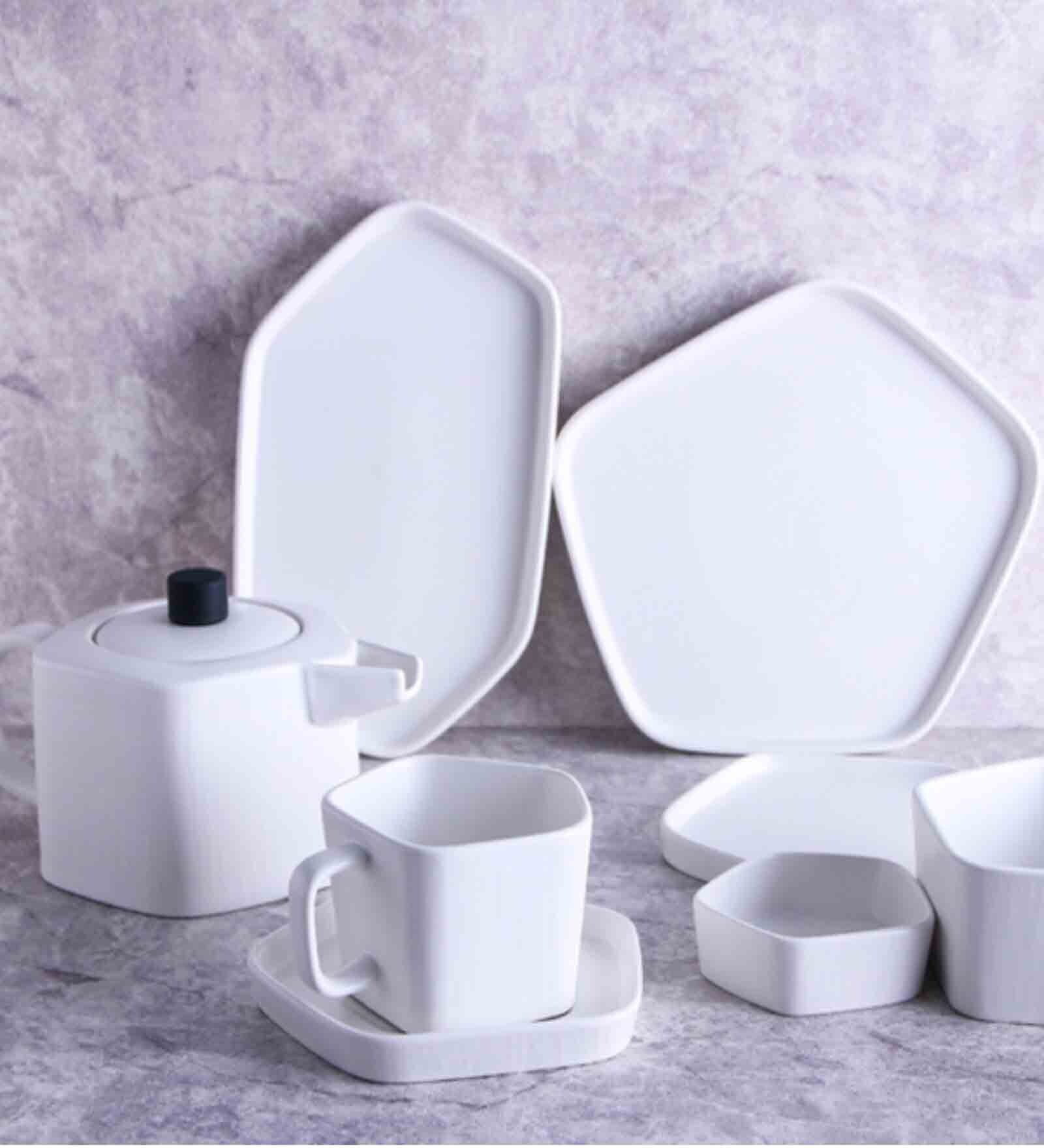 Pentagonal Pot Buy Geometric Pentagon 800ml White Tea Pot at 22% OFF by Nestasia ...