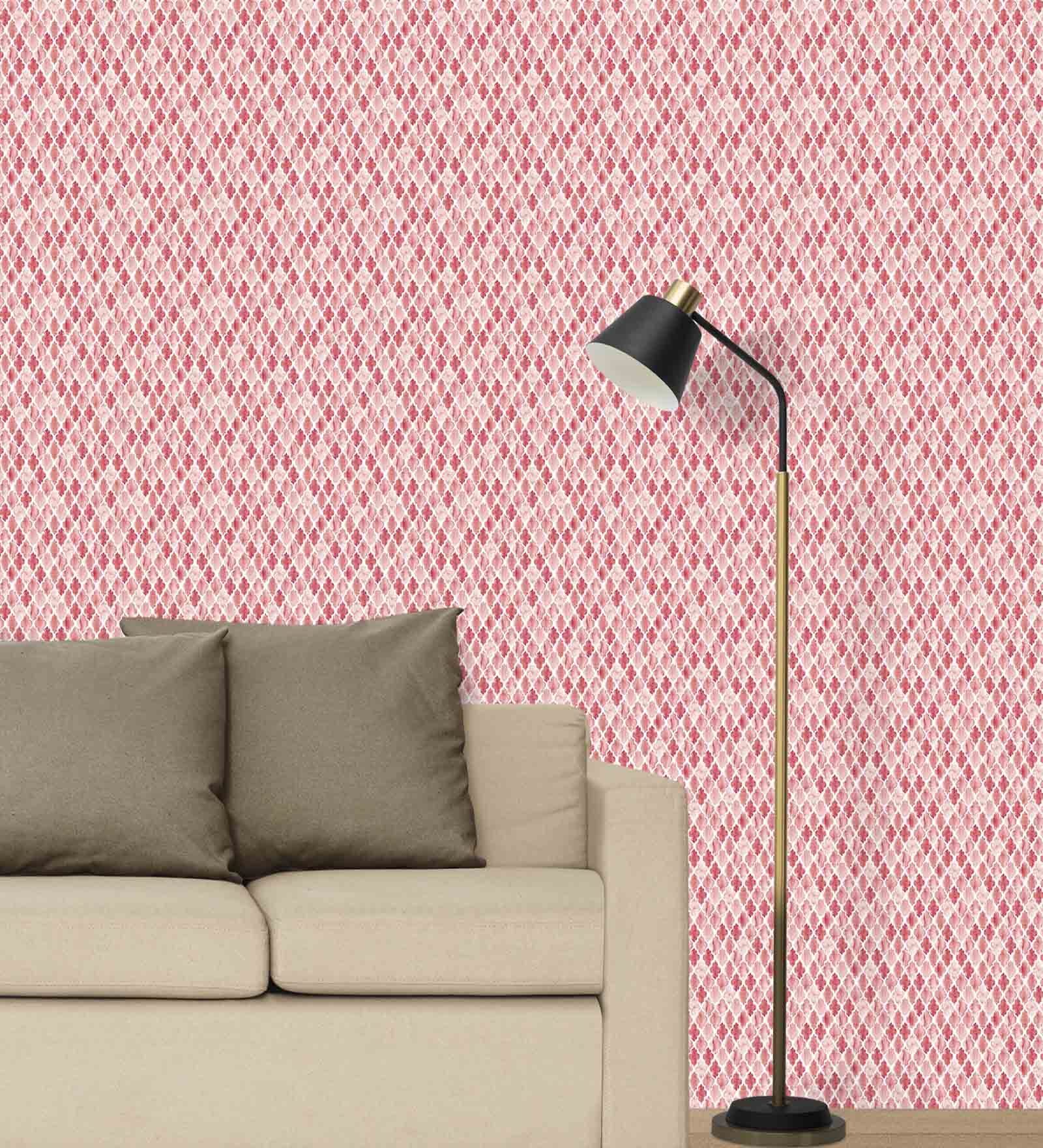 Geometric Red Non-Woven Wallpaper Roll