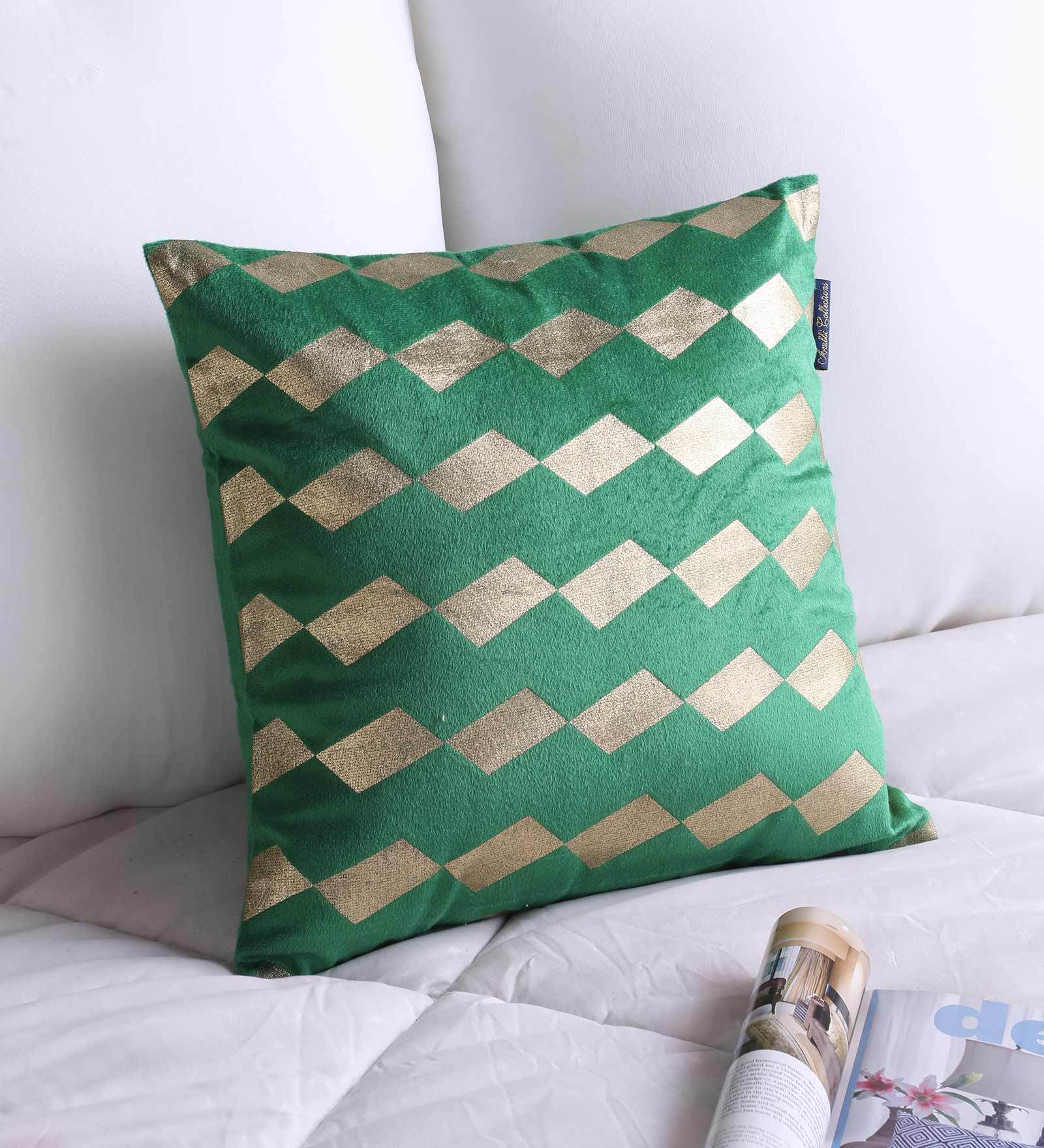 Buy Velvet Geometric Pattern 16x16 Inch Cushion Cover by Ambbi Collections at 68 OFF by Ambbi