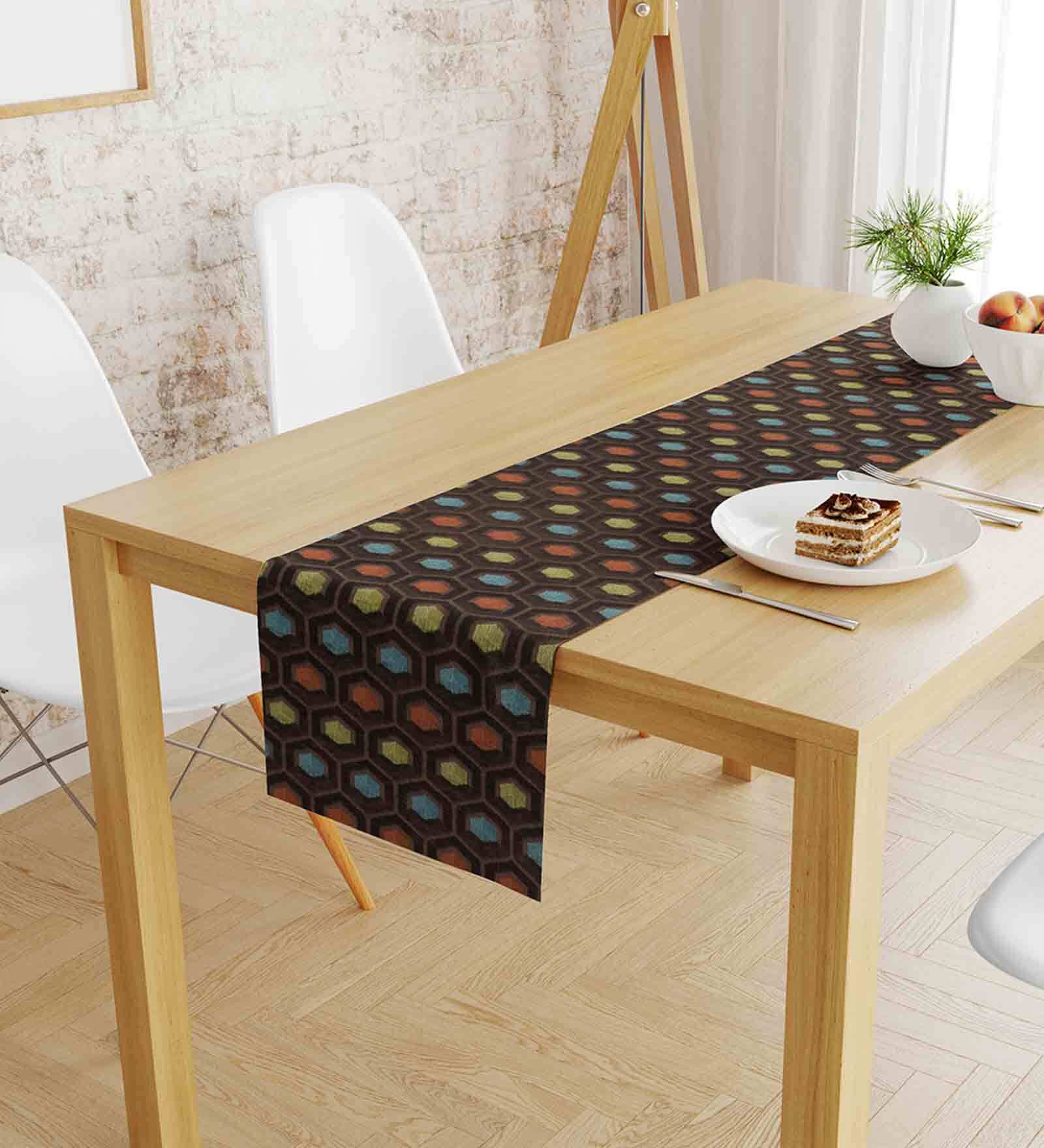 Edwin (72x12) Brown Chenille Jacquard Table Runner