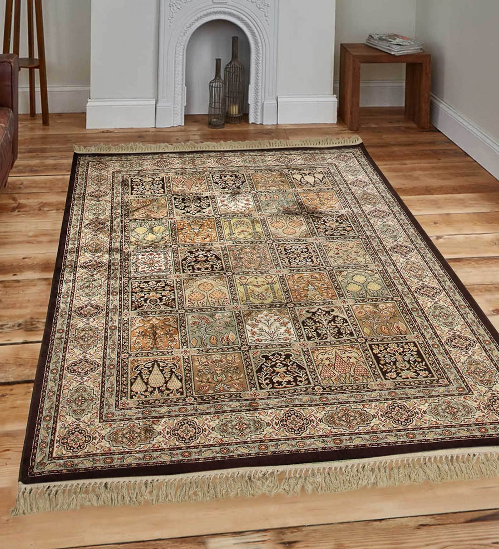 Brown Persian Viscose 3 ft x 5 ft Machine Made Carpet