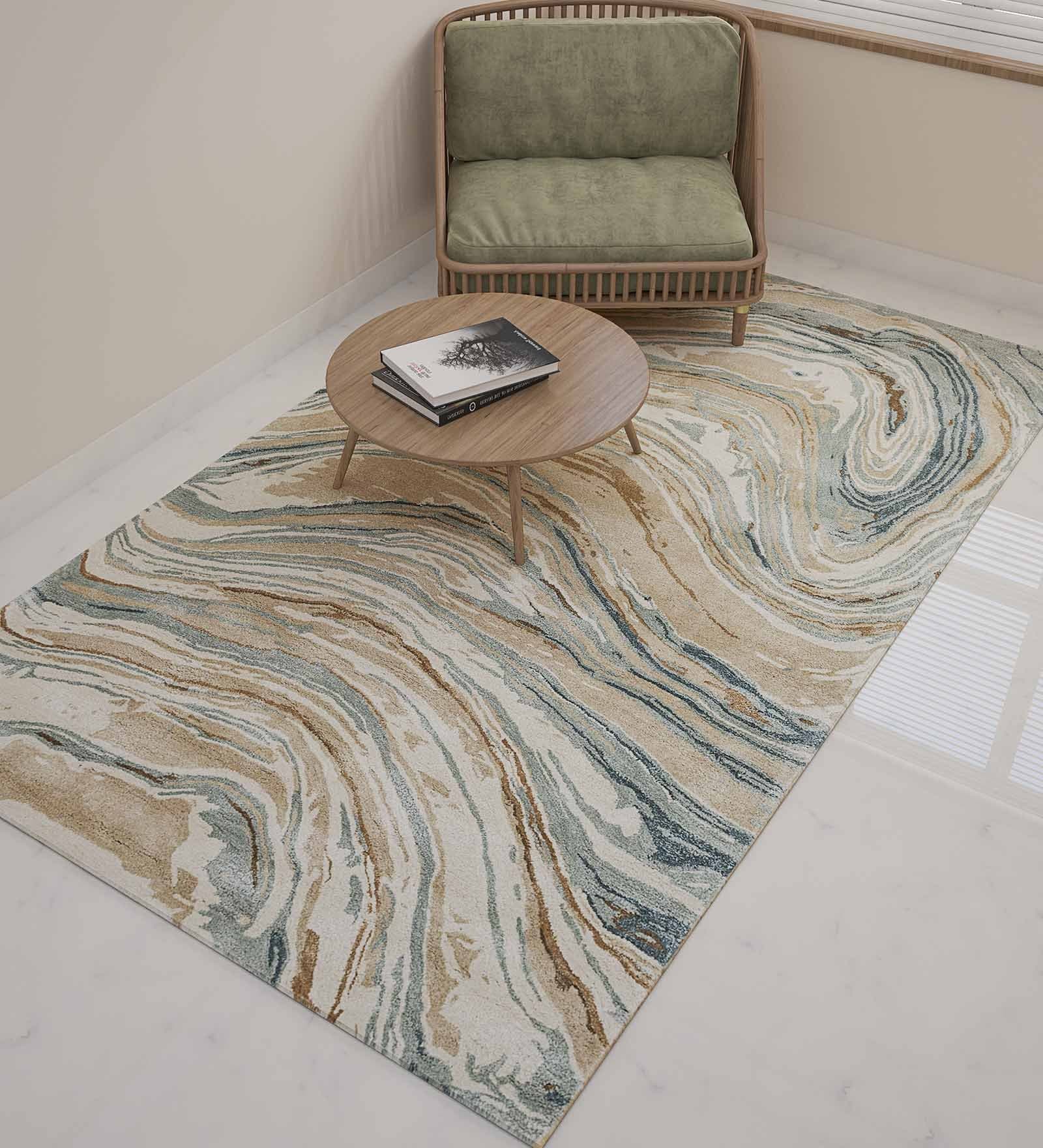 Grey Wool And Viscose Abstract 8 x 11 Feet Hand Tufted Carpet