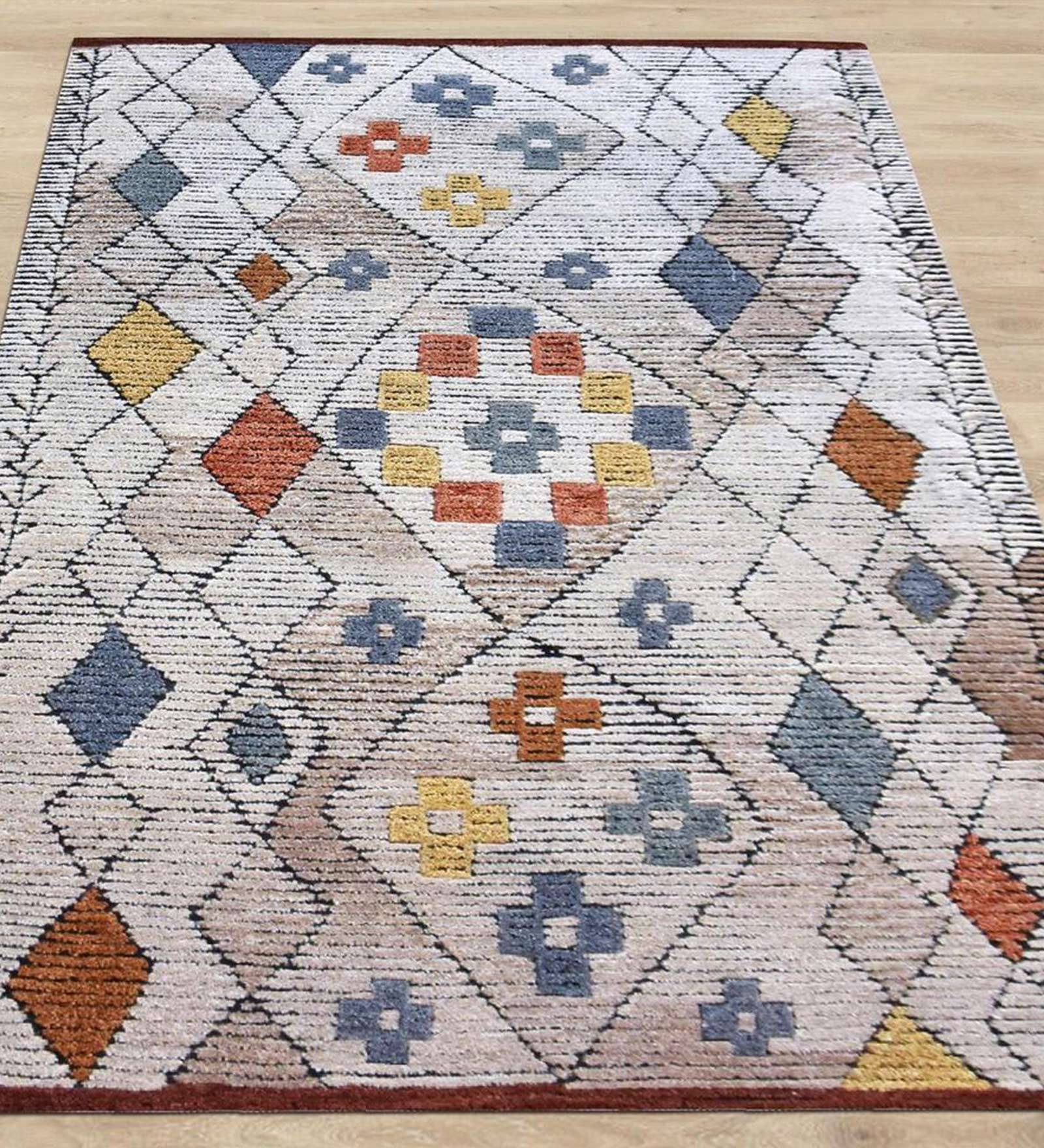 Multicolor Wool Abstract 6 x 9 Feet Hand Tufted Carpet